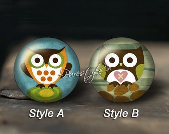 Owl Glass cabochon, Handmade Photo Glass Cabochon, Round cabochons, Cabs Cabochons, Image Glass Cabochon, glass cabochons,Dome cabochons