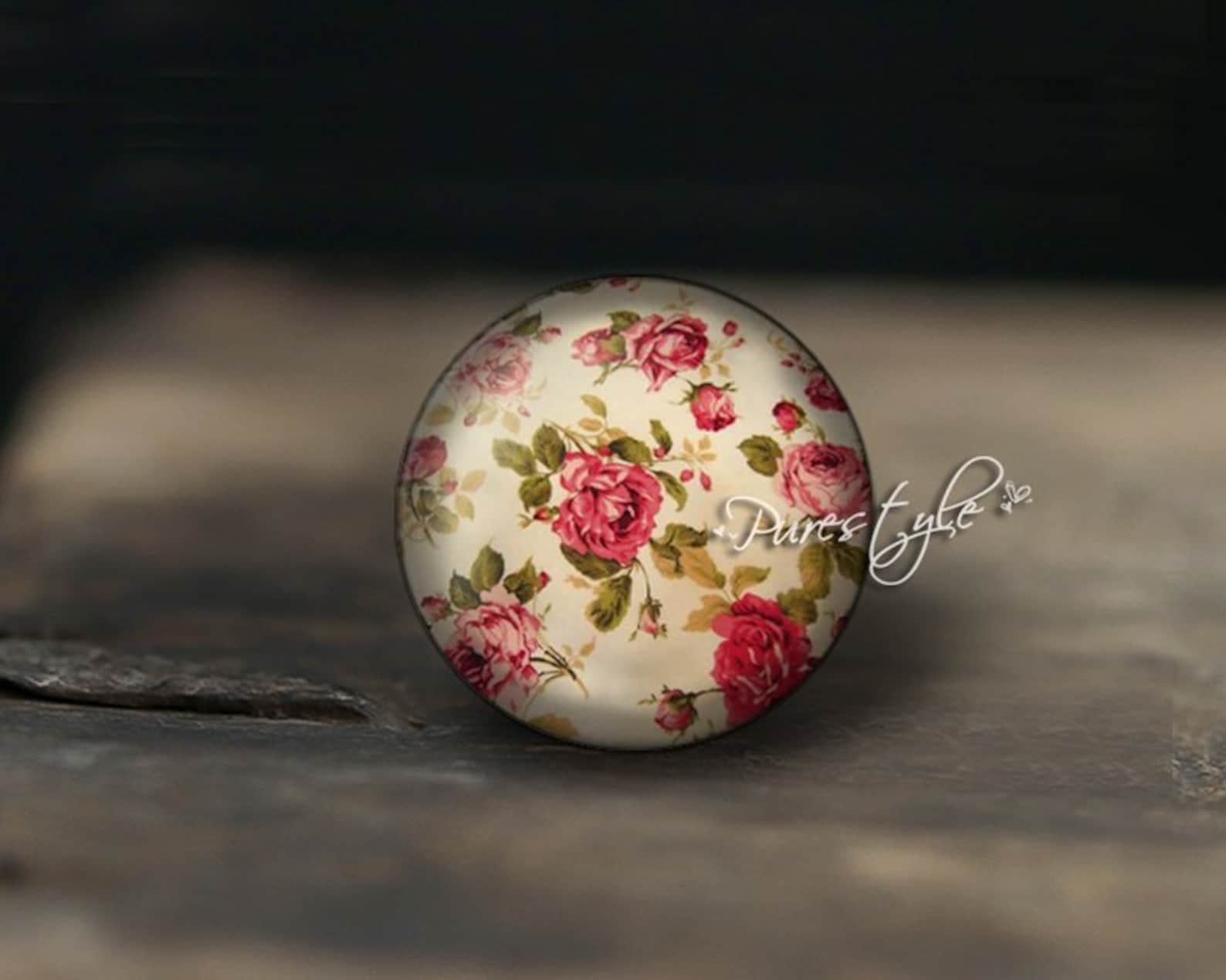Flowers Glass cabochon Handmade Photo Glass Cabochon Round Etsy