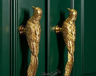 Bouton d'armoire Bird en laiton massif : poignée de commode moderne, quincaillerie pour armoire, décoration de meubles