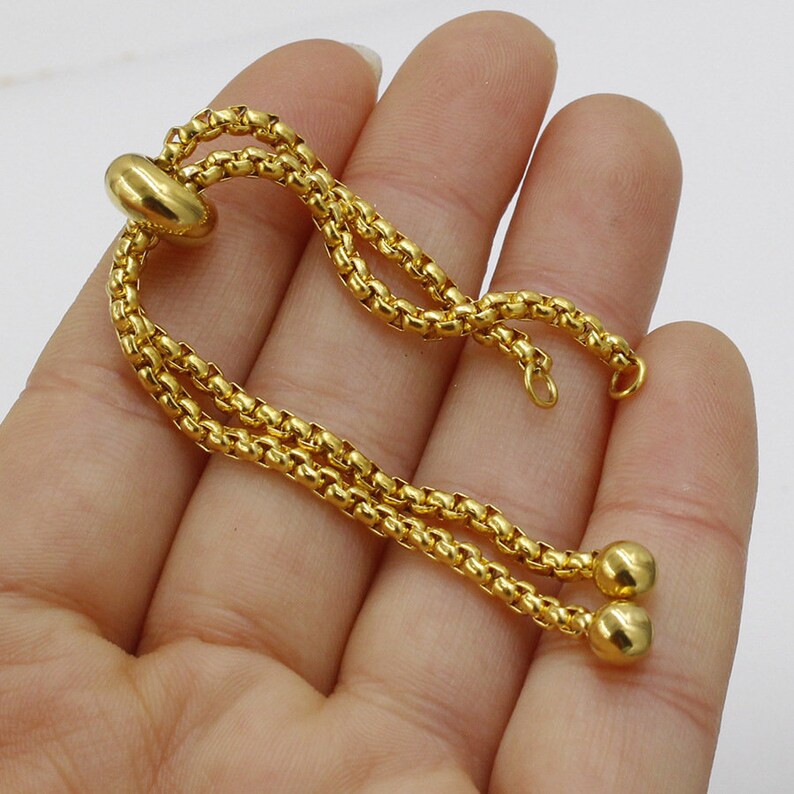 DIY BOLO Bracelet Chain 5Pcs DIY Stainless Steel Extension Chain Through Hole Beads Adjustable Box Chain Bracelet Tail Chain 11.5cm S370