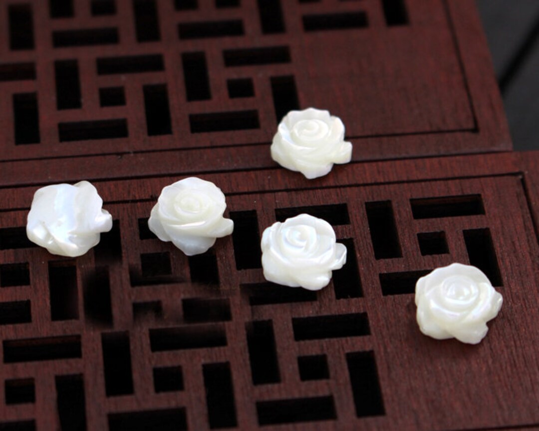 10pcs 10mm White Mother of Pearl, Natural Shell Flower, Carved Shell ...