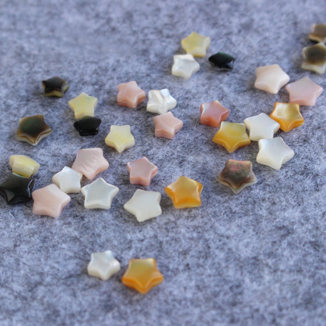 Shell Pearls Star 10pcs 6mm White Mother of Pearl Shell Star Petal Beads, Natural Mother ...