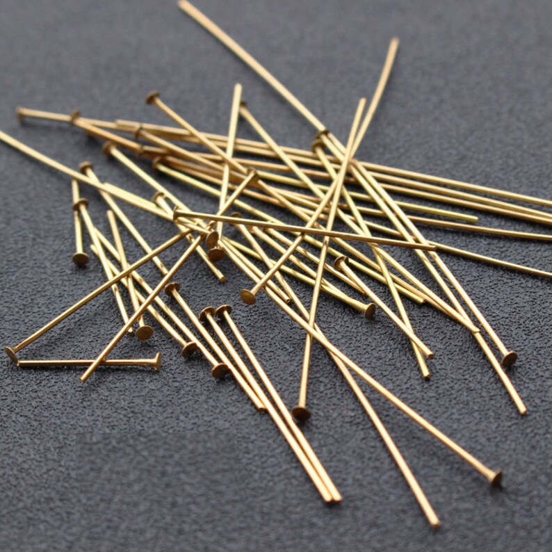 200pcs 1680mm Headpins Raw Brass Flat Head Pins Wire Etsy