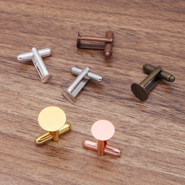 20pcs(10pairs)Bezel Cufflink Blanks-Brass French Cufflink Base-Bezel Cufflink Settings-Brass Cufflink Findings-Glue Pad Bezel Setting(06088)