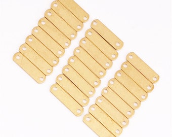 20pcs Raw Brass Strip Connector With 2 Holes,Brass Minimalist Bar Charms,Bar Shaped Raw Brass pendants, Stamping Tag,Raw Brass Findings 7743