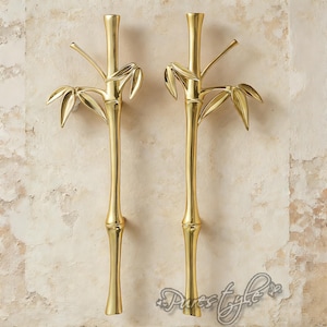 Bamboo Solid Brass Cabinet Pull: Decorative Bamboo Drawer Pulls , Brass Branches Cabinet handles
