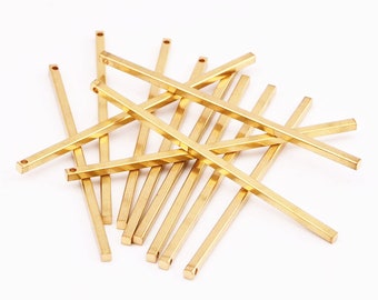 20pcs Brass Minimalist Bar Charms - Minimalist Bar Shaped Raw Brass Pendants - Earring Findings - Jewelry Supplies,Raw Brass Findings 7757