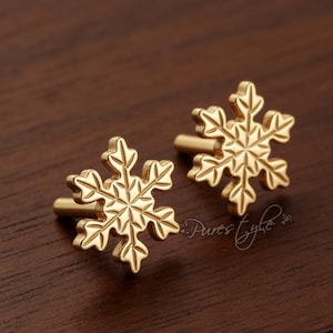 Snowflake Solid Brass Cabinet Knob: Modern Dresser Pull, Cabinet Hardware, Furniture Decor
