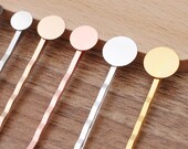 50pcs Bobby Pins Hair Clips with Blank Pad Glue Pad Flat Pad,Hair pin with 6mm 12mm blank flat pad Blank Hair Clip For Hair Accessories,5926