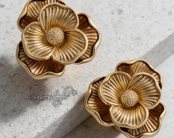 Flower Solid Brass Cabinet Knob: Modern Dresser Pull, Cabinet Hardware, Art decor Dresser Knobs Handles