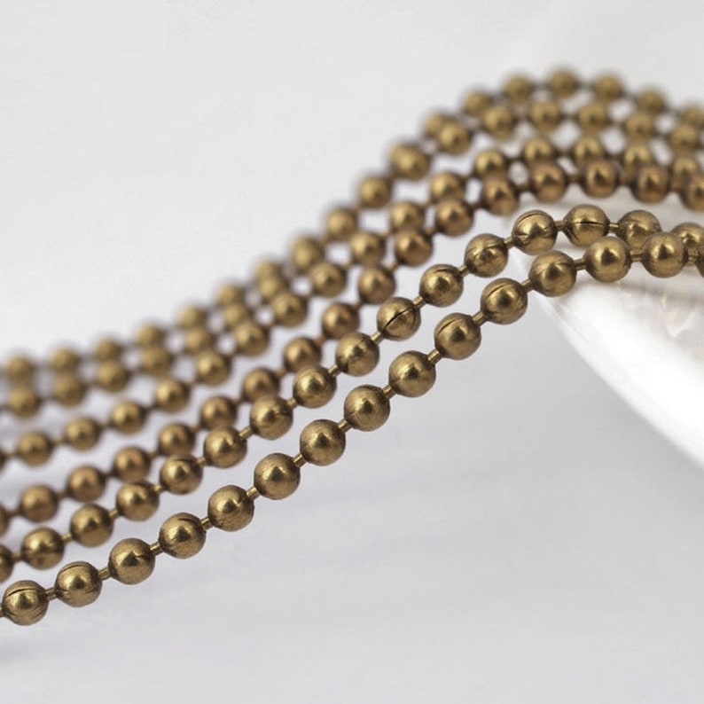 5M 1.2mm/ 1.5mm/ 2mm Ball Chain in Brass Brass Bead Chain Etsy