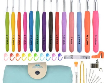 14 Sizes Crochet Hooks Set,2mmb10mmn Ergonomic Crochet Hooks With Case for Arthritic  Hands,extra Long Crochet Needles 