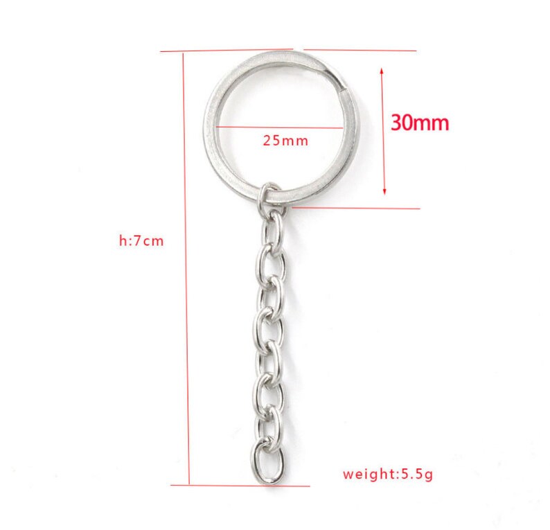 10pcs 30mm Stainless Steel Keychain Chain 7cm Flat Key Ring Etsy