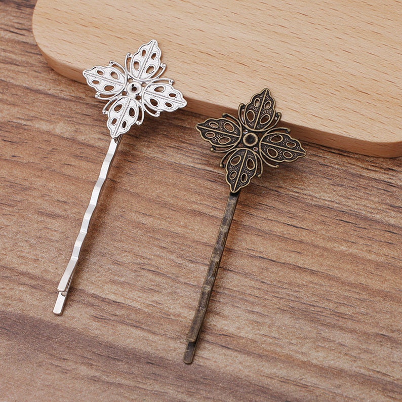On Sale-20pcs Blank Flower Hair Pins,brass Hair Clip,Blank Hair Clip Barrette,Hair pin Blank with 20mm Flower Pad Bobby Pins Hair Clips,5326