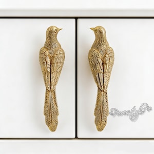Bird Solid Brass Cabinet Knob: Modern Dresser Pull, Cabinet Hardware, Furniture Decor