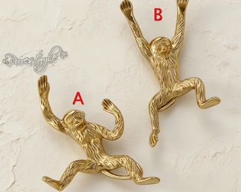 Monkey Solid Brass Cabinet Knob: Modern Dresser Pull, Cabinet Hardware, Furniture Decor