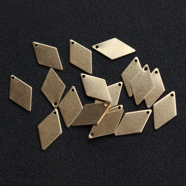 100pcs Raw Brass Diamond Link  1 Holes,Diamond Stamping Blank,Metal Blank,Solid Brass Blank, Jewelry supply, Pendant/ Charms/Earrings, HT152