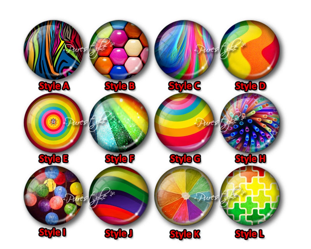 Color Glass Cabochon, Handmade Photo Glass Cabochon, Round Cabochons