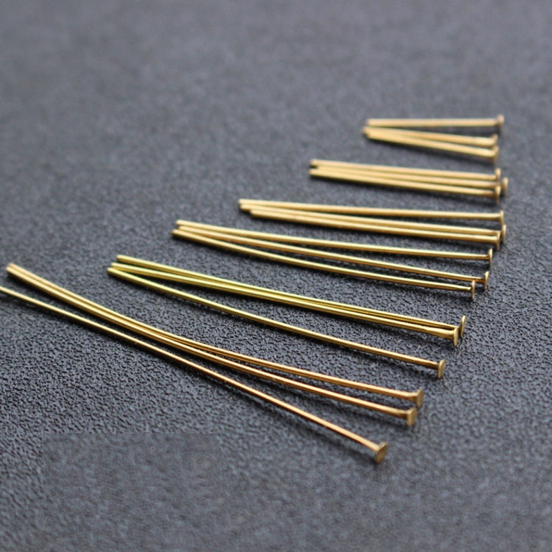 200pcs 1680mm Headpins Raw Brass Flat Head Pins Wire Etsy