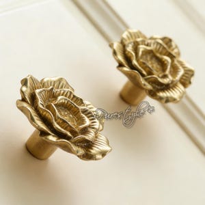 Rose Solid Brass Cabinet Knob: Modern Dresser Pull, Cabinet Hardware, Art decor Dresser Knobs Handles