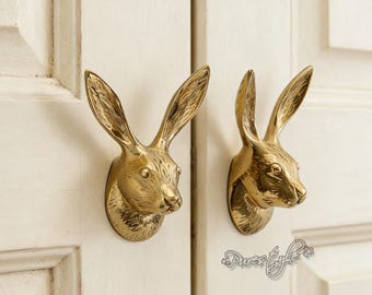 Rabbit Solid Brass Cabinet Knob: Modern Dresser Pull, Cabinet Hardware, Furniture Decor