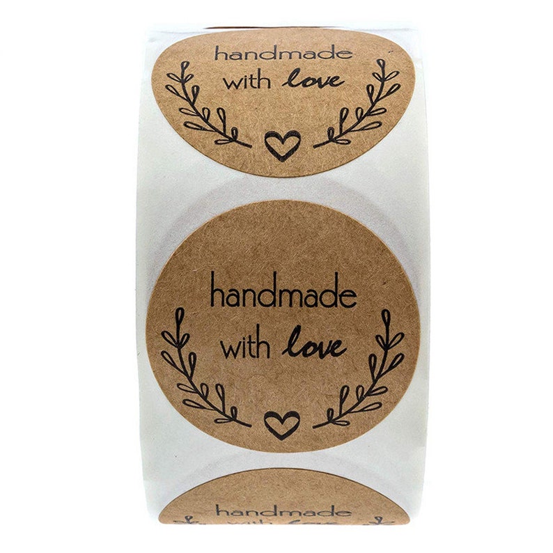 500pcs Handmade With Love Stickers 1inch Round Handmade - Etsy