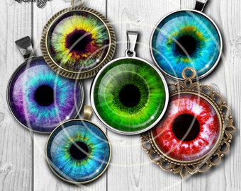 Yeux Verre Cabochon, Cabochon en verre fait main, Cabochon rond, Cabs Cabochon, Image Glass Cabochon, cabochons de verre, cabochons dôme