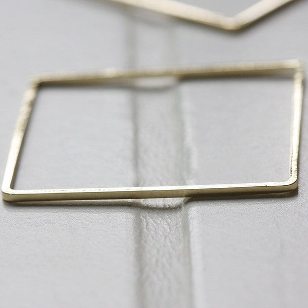 40mm Raw Brass Hollow Square Findings - Brass Base/ Pendant /Charm/ Link / Outer Frame -  Geometry Stampings -Brass Findings, HT408