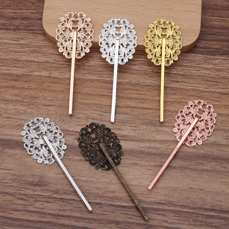 5725 Hair pin Blank with 24x31mm Flower Pad Bobby Pins Hair Clips 20pcs Blank Flower Hair Pins,Brass Hair Clip Blank Hair Clip Barrette