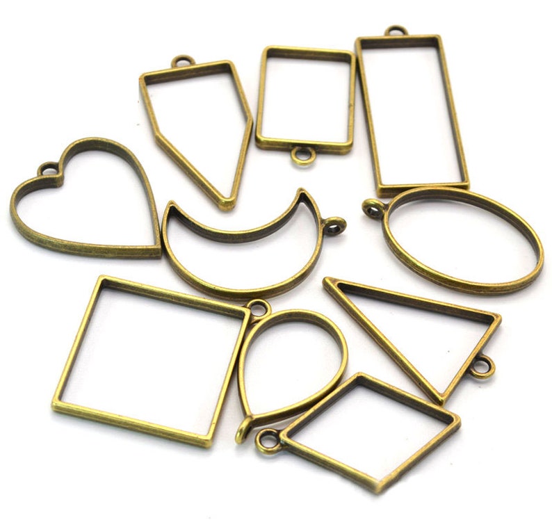 Hollow Frame Glue Blank Connector Charms Pendant open Bezel Etsy