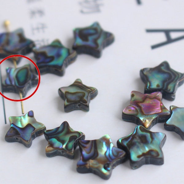 10pcs 10mm/ 13mm Abalone Shell Star beads, Two-Sided Paua Shell beads, Beads Charms Pendants, TR40