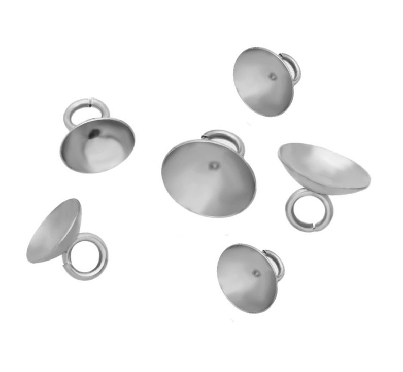 50pcs 6 /8 /10mm Glue on Bail Bead Caps STAINLESS Steel Bead Etsy