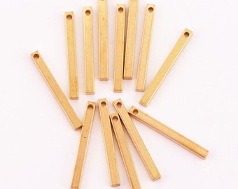 20pcs Brass Minimalist Bar Charms - Minimalist Bar Shaped Raw Brass Pendants - Earring Findings - Jewelry Supplies,Raw Brass Findings 7720