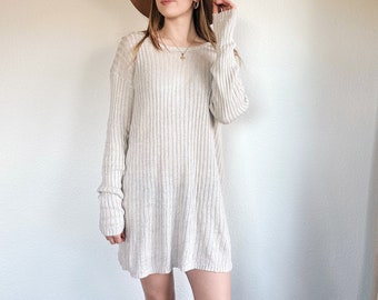 Linen Blend Vintage Sweater Dress