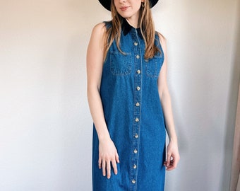 Vintage Denim Button Up Maxi Dress