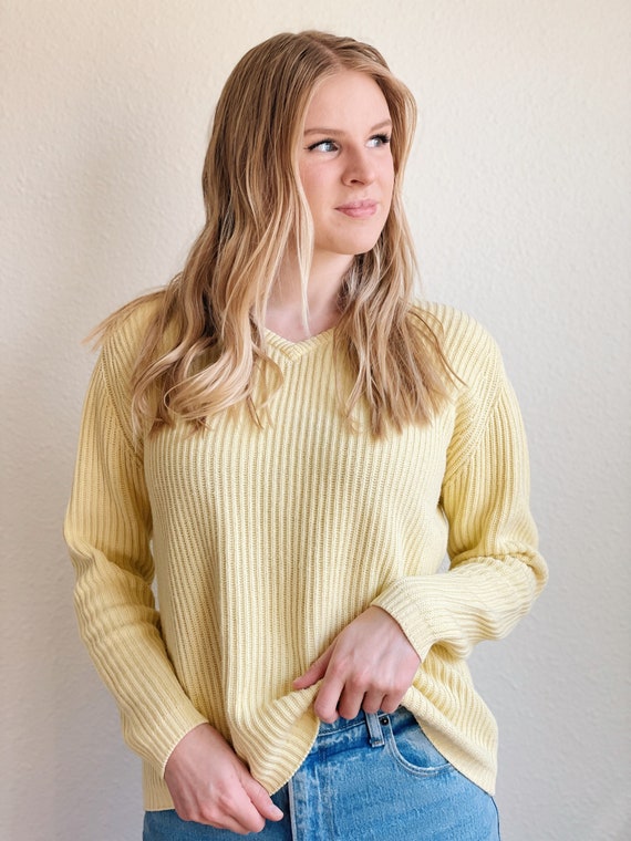 Vintage Pastel Yellow Sweater - Etsy