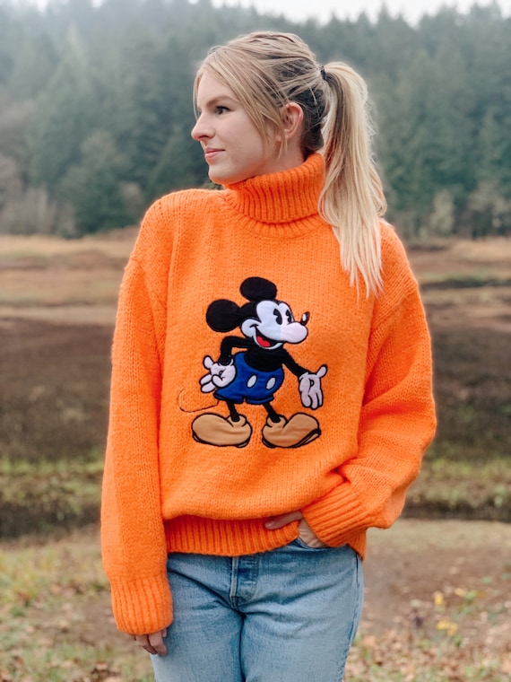 Vintage Mickey Mouse Logo Turtleneck Sweater
