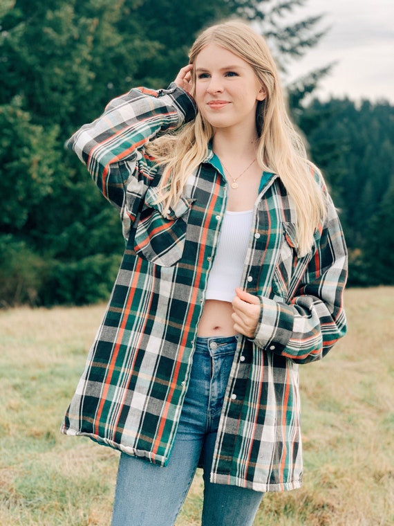 Vintage Plaid Shacket / Oversized Plaid Shirt Jack