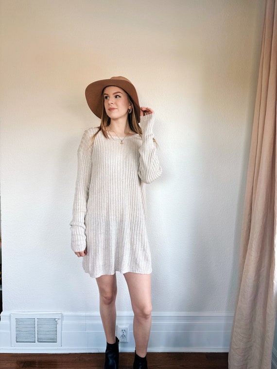 Linen Blend Vintage Sweater Dress