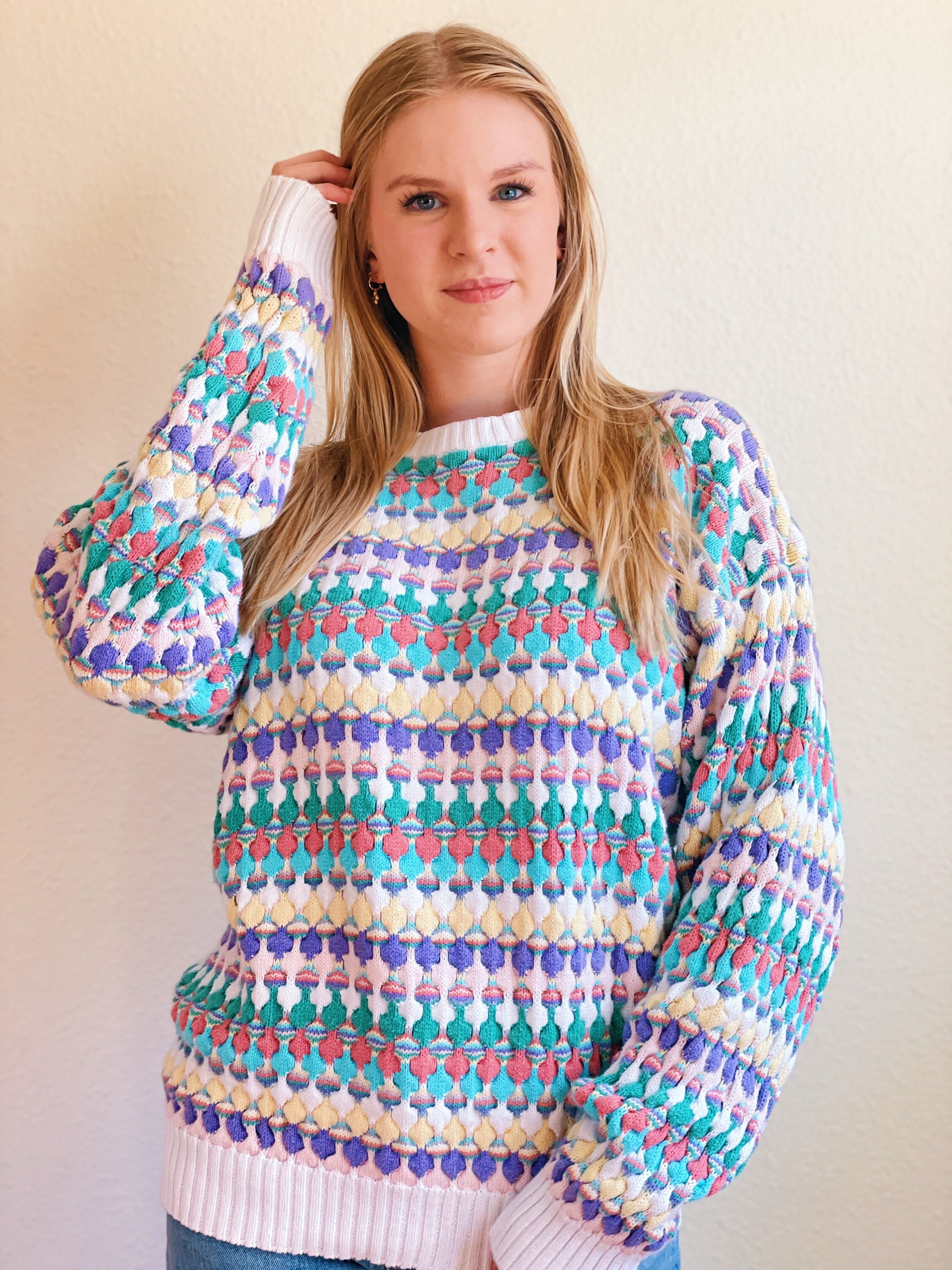 Vintage 80s Multi Colored Oversized 