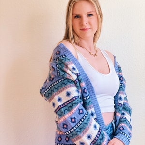 Vintage Pastel Patterned Wool Cardigan image 6