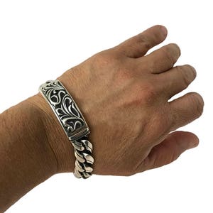 Handcrafted Sterling Silver Florentine Vine Bracelet - Heavy Link Design