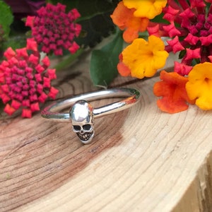 Handcrafted Sterling Silver Skull Ring: Oxidized Biker Jewelry