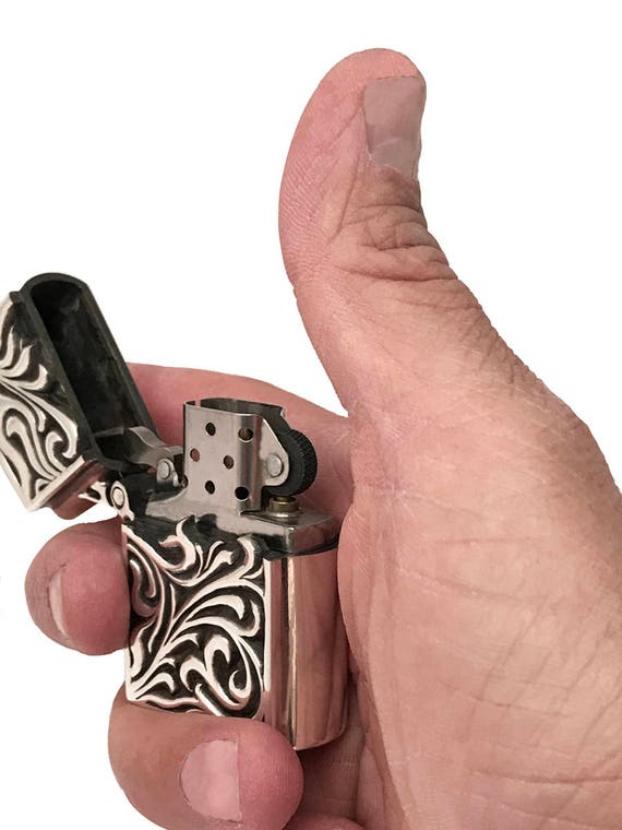 silverシルバー銀貨コンチョ＊レザー製zippo小物ケース Exclusive Silver Ornament Lighter Case for Zippo - Unique