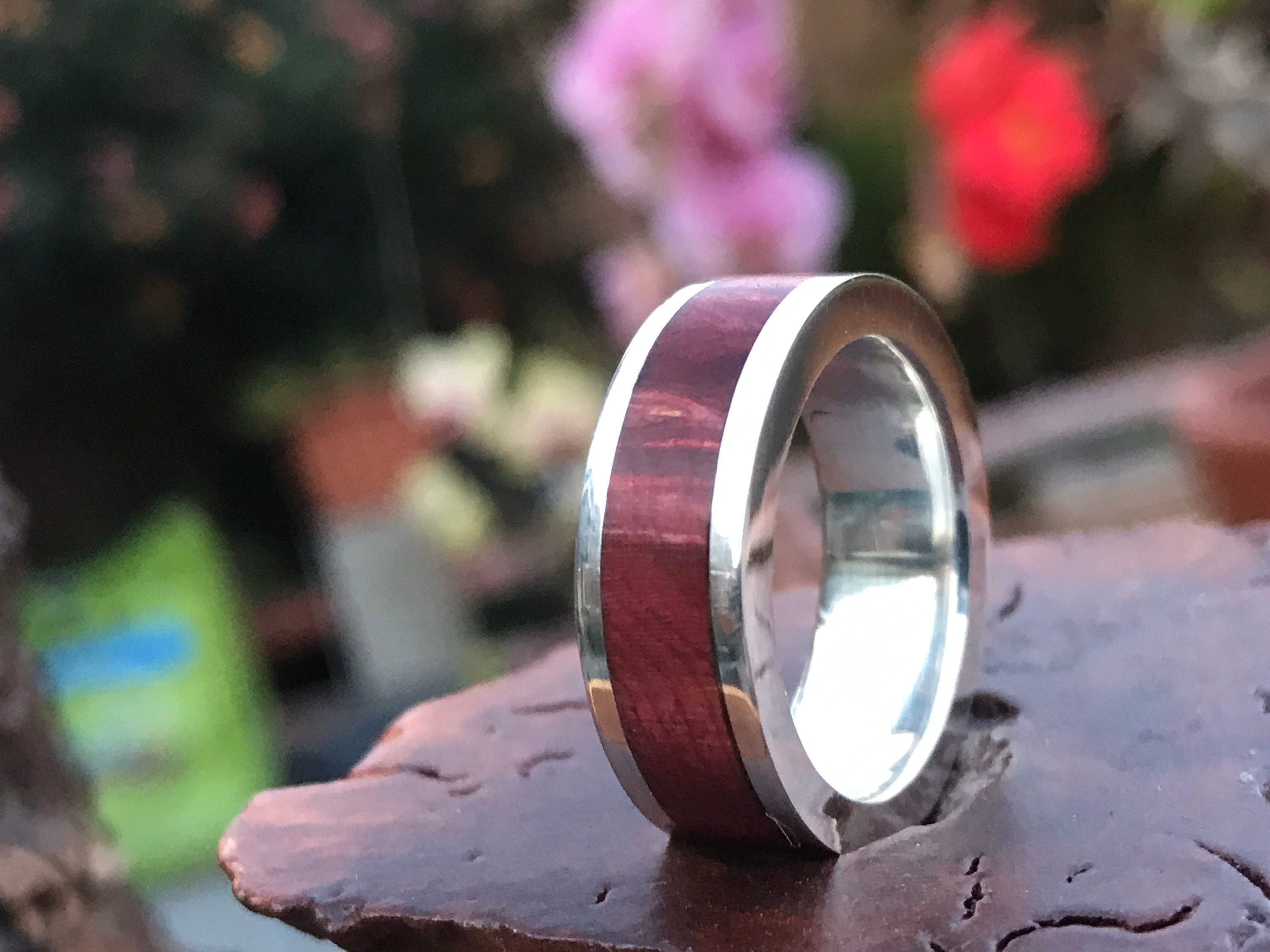 Exotic Handmade Wood Band Into a 925 Sterling Silver Frame. - Etsy