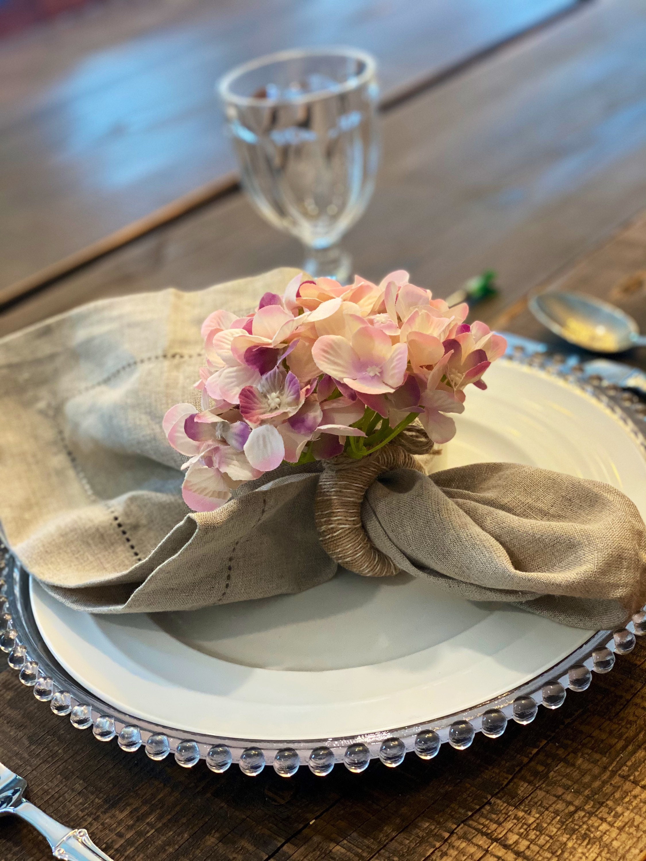 Light Pink Hydrangea Flower Napkin Ring