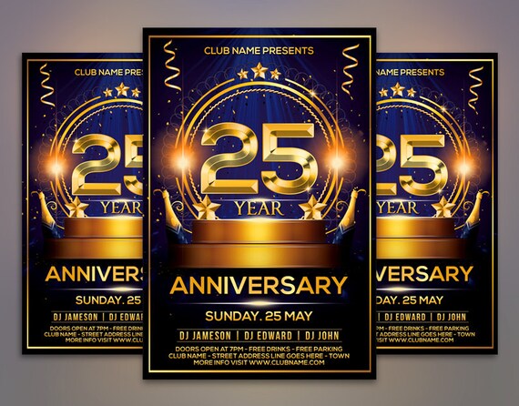 anniversary flyer template anniversary invitation etsy anniversary flyer template