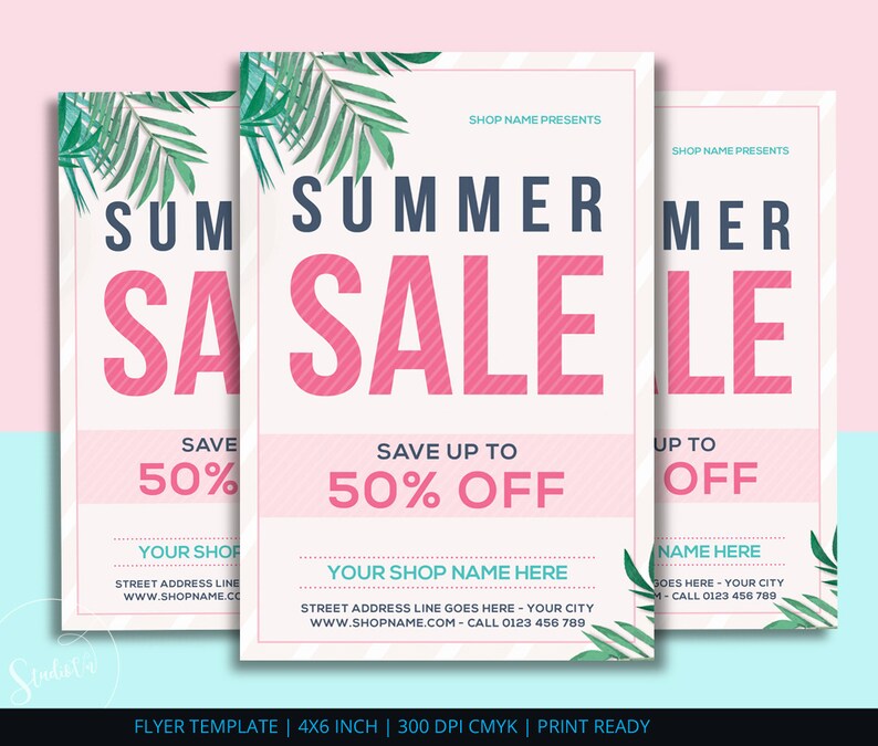 summer sale flyer template summer flyer template shop flyer template promo flyer photoshop template instant download for sale flyer template