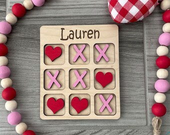 Personalized Valentine's Tic Tac Toe, Valentine's gift, Kid's game, Kid's gift, Valentine Basket,