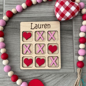 Personalized Valentine&#39;s Tic Tac Toe, Valentine&#39;s gift, Kid&#39;s game, Kid&#39;s gift, Valentine Basket,